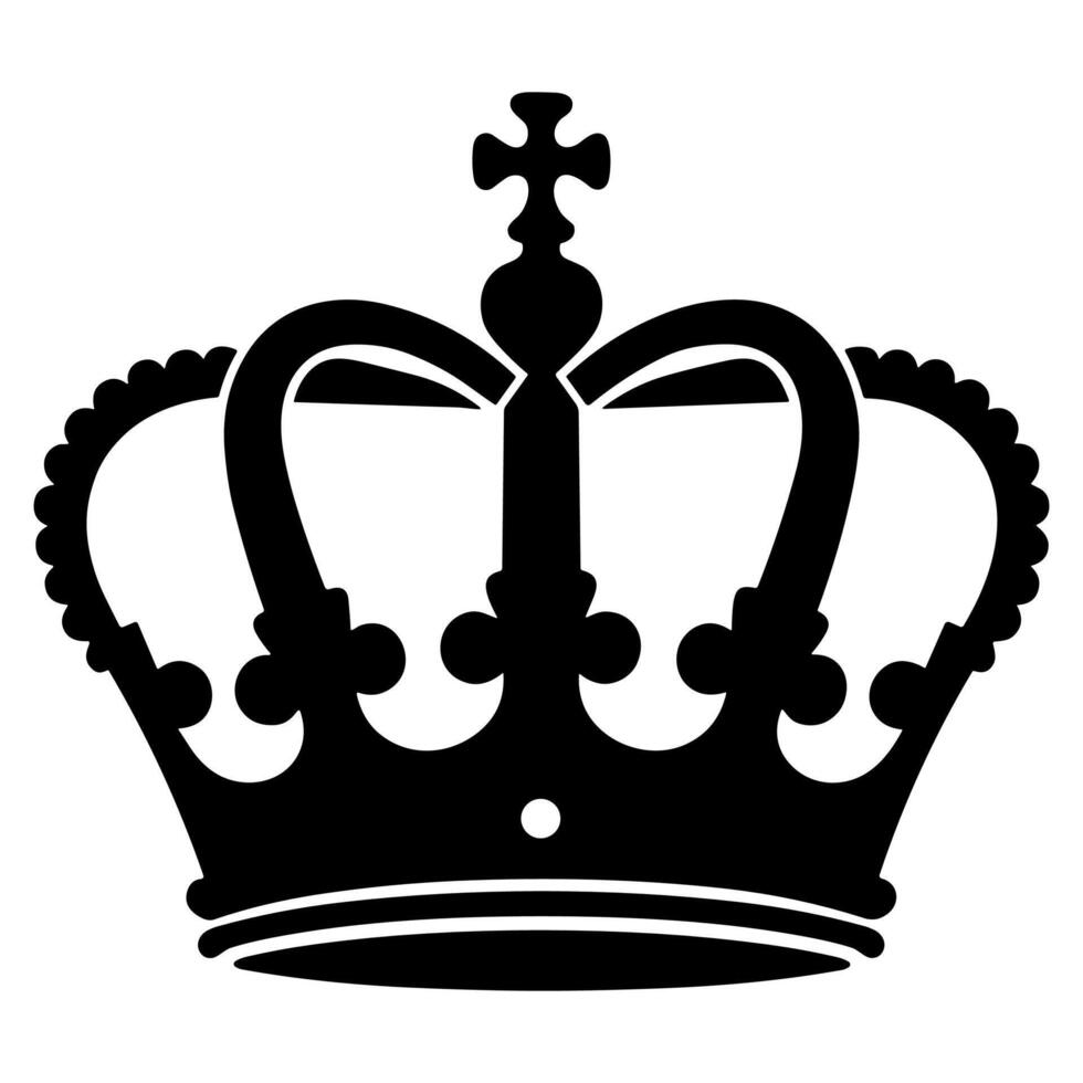 Silhouette Royal Crown Design with Elegant Shape and Decorative Details Icon vector
