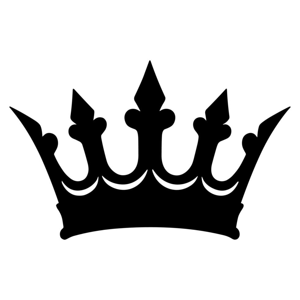 Elegant Silhouette Detailed Crown Royal Heraldry Icon Design Template vector