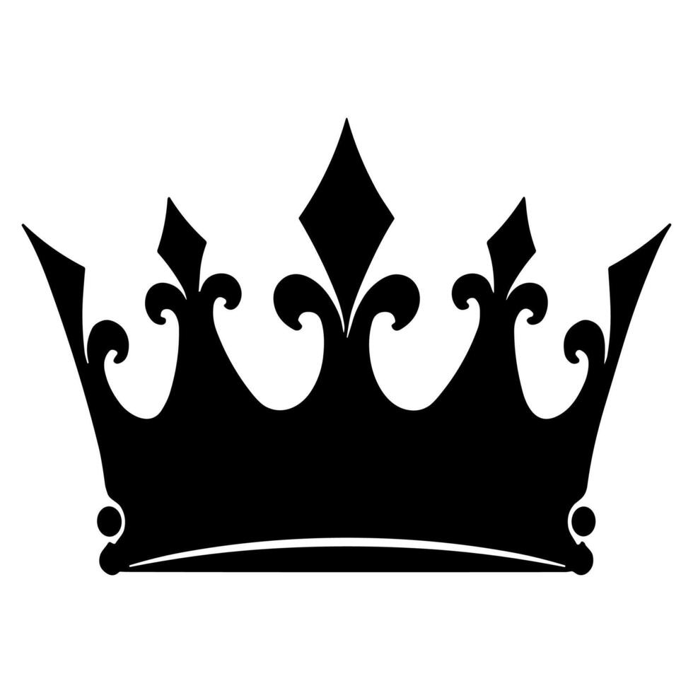 Silhouette Royal Crown with Ornate Details Icon Illustration Design vector