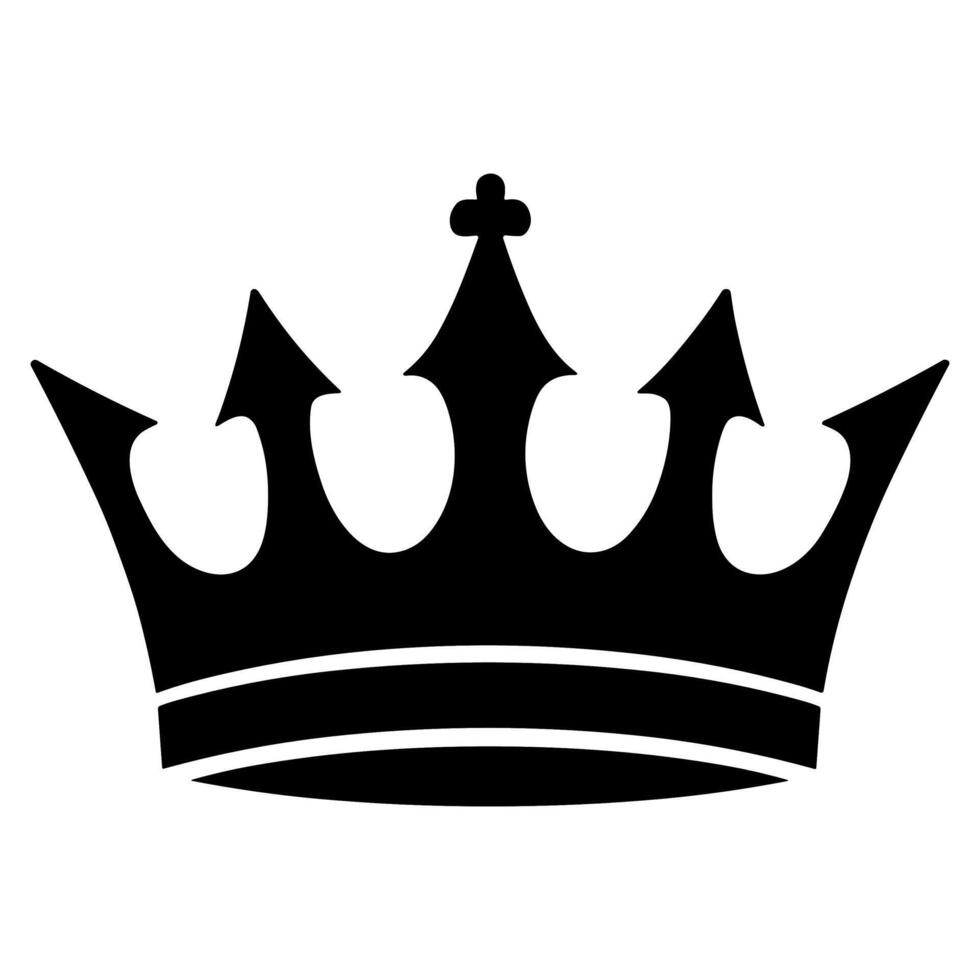 Elegant Black Silhouette Crown Symbol Icon Design for Royal and Luxury Themes vector