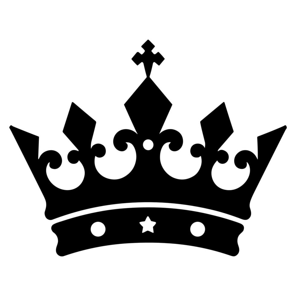 Elegant Black Detailed Crown Royal Symbol Icon Design Element vector