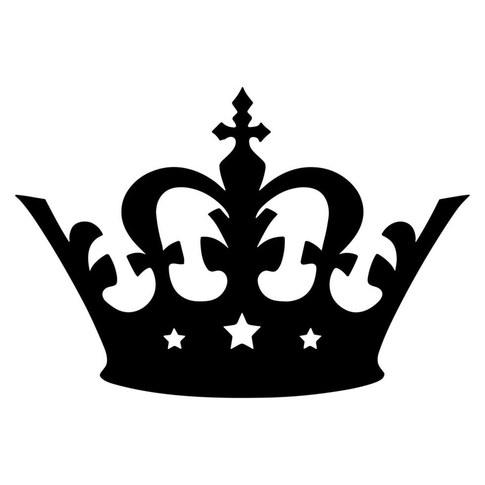 Simple Black Crown Shape Silhouette Symbol Illustration For Royalty and Leadership vector