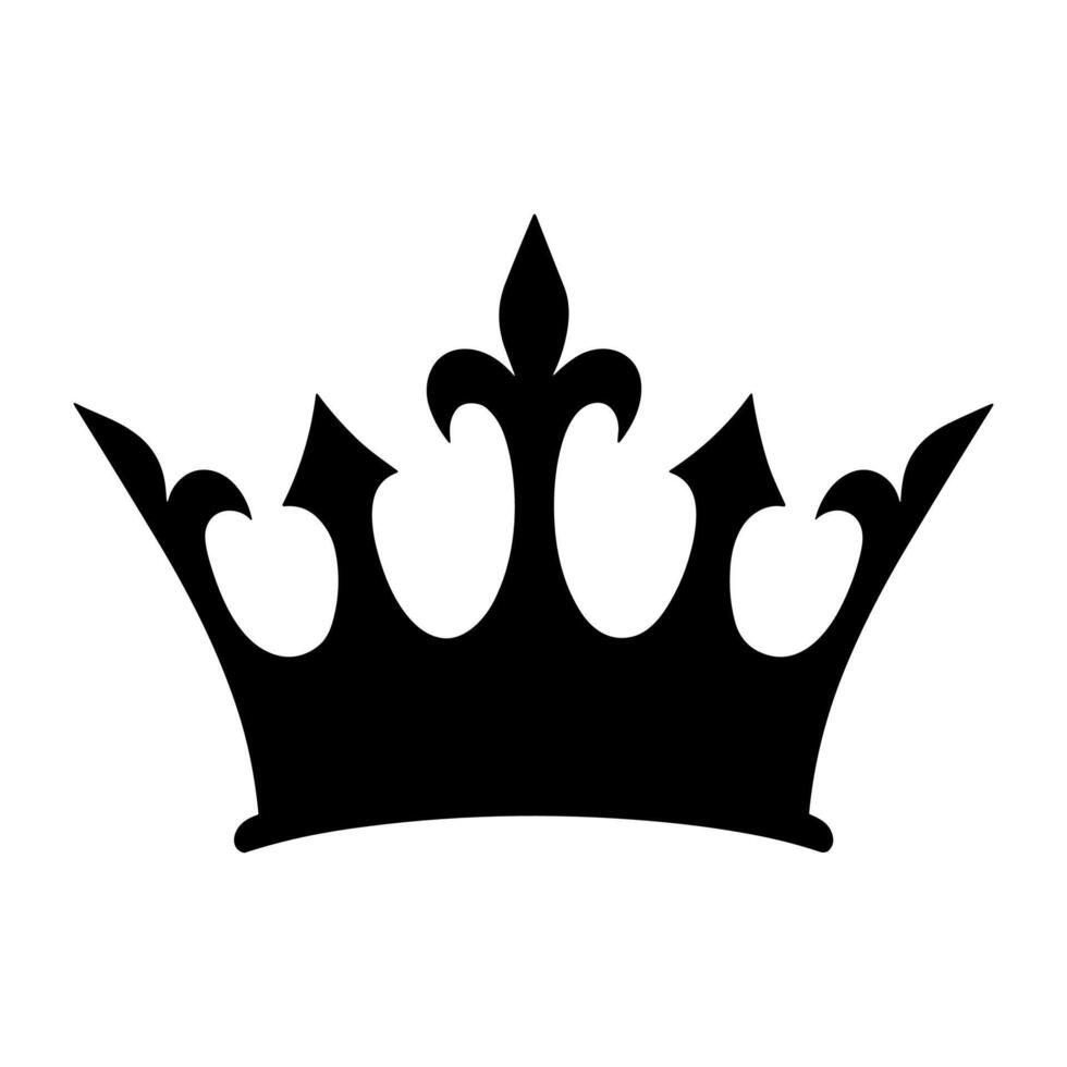 Silhouette Black Royal Crown Symbol Icon Isolated on White Background vector