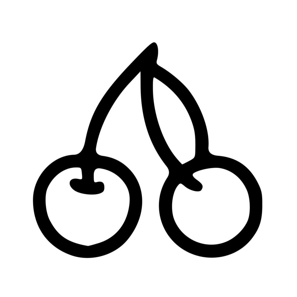 Simple Hand Drawn Outline Cherries Fruit Icon Illustration Design Concept vector