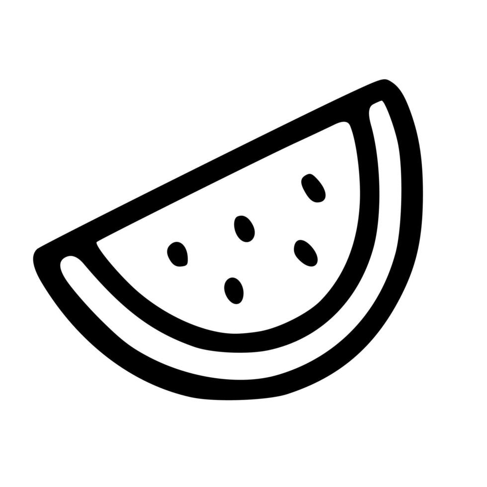 Outline Hand Drawn Watermelon Slice Food Icon Isolated on White Background vector