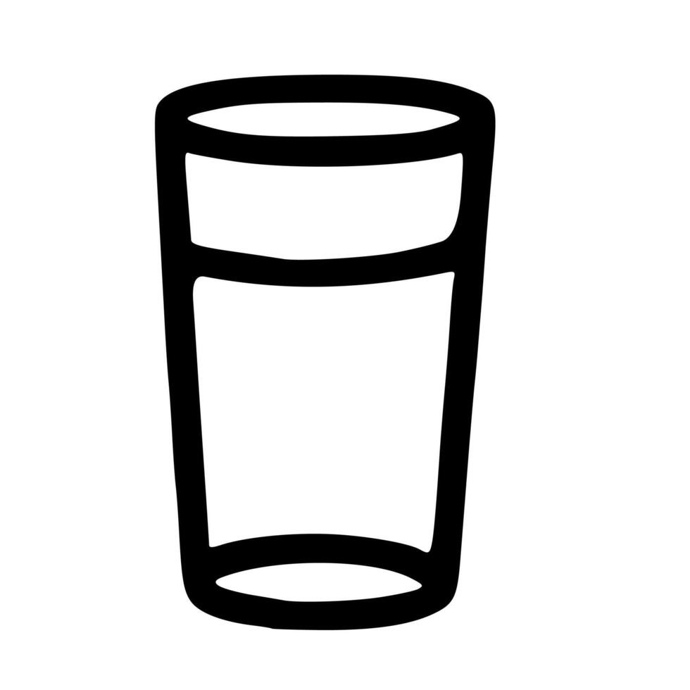 Outline Hand Drawn Glass of Water Drink Icon Illustration vector
