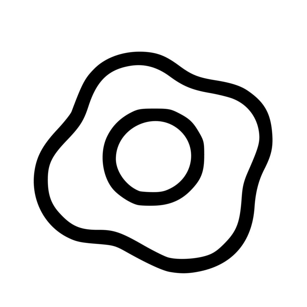 Outline Hand Drawn Fried Egg Shape Icon Illustration for Breakfast vector