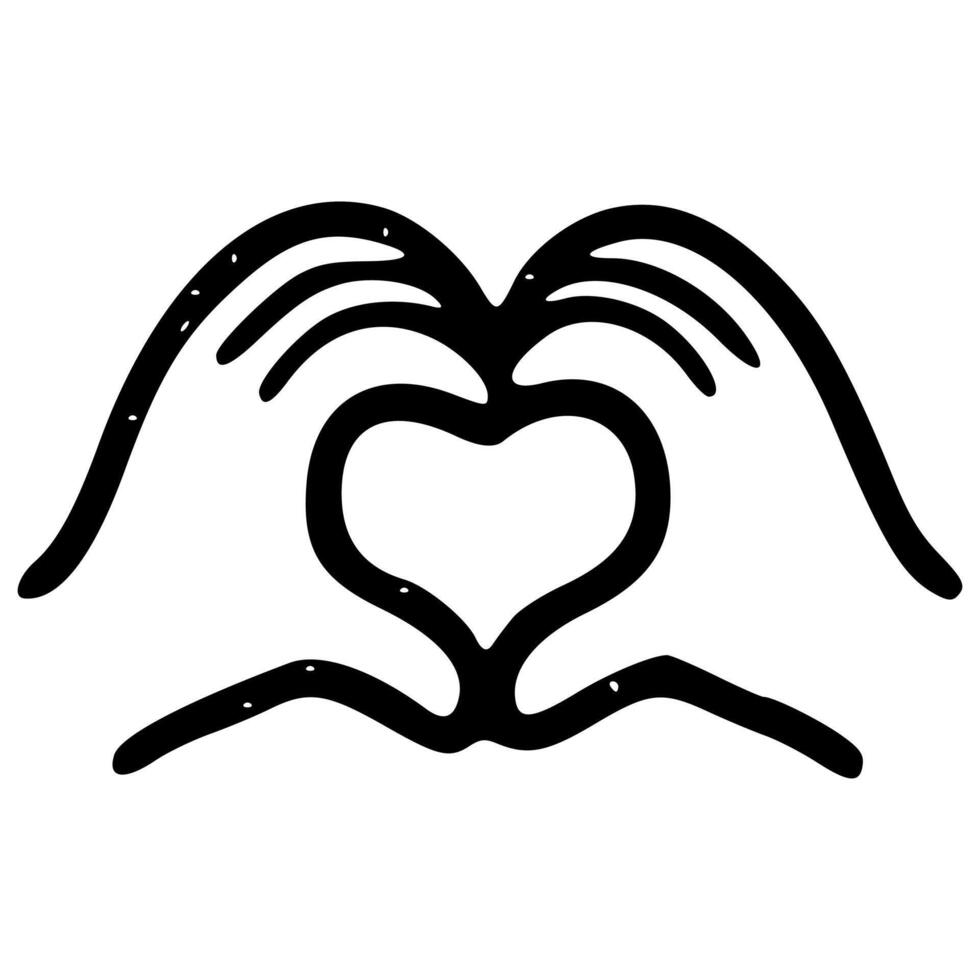 Hand Drawn Outline Arms Forming Heart Shape Symbol Icon vector