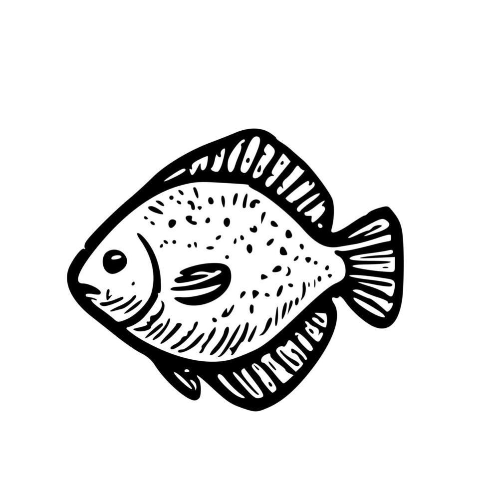 Hand Drawn Outline Tropical Fish Illustration Icon Design Element vector