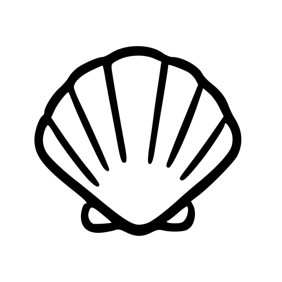 Minimalist Outline Seashell Marine Life Simple Elegant Seashell Icon Element vector