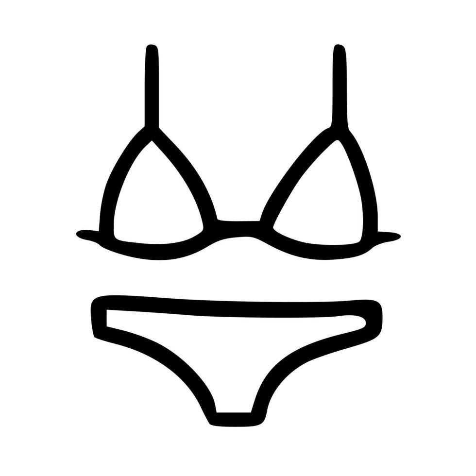 Simple Outline Line Bikini Beachwear Summer Minimalist Fashion Illustration vector