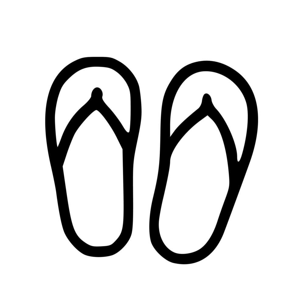 Simple Outline Pair of Flip Flops Beach Summer Footwear Icon vector