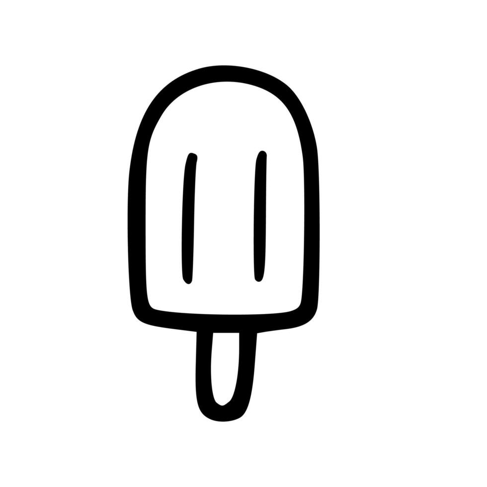 Simple Outline Handdrawn Popsicle Dessert Summer Sweet Treat Icon vector