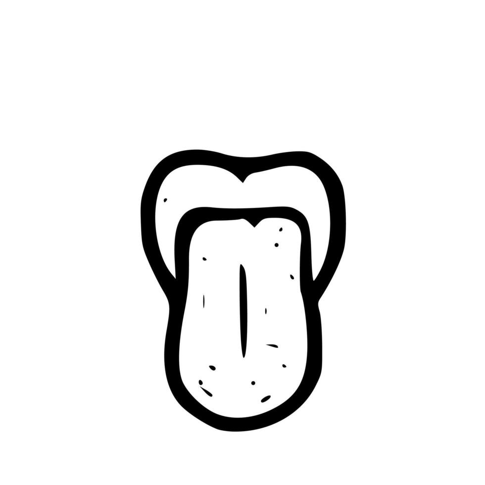 Minimalist Outline Drawing of Mouth with Tongue Hanging Out Illustration vector
