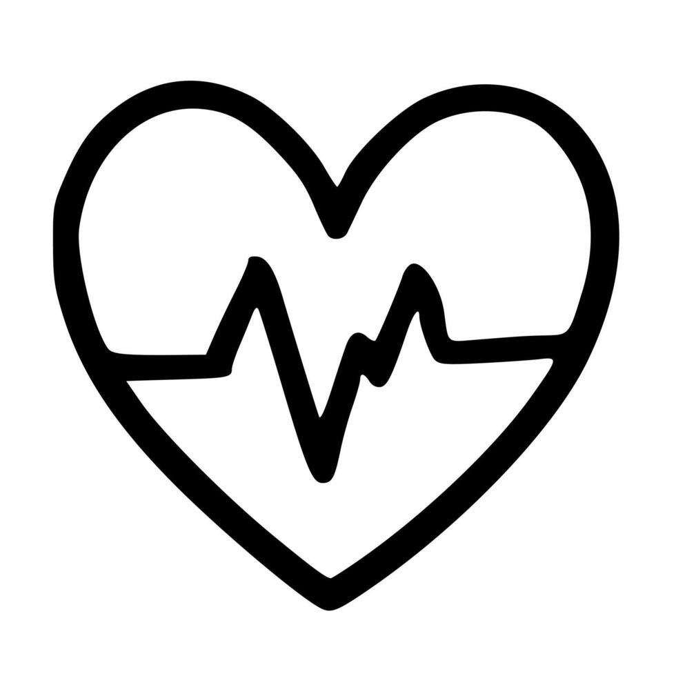 Simple Line Art Heartbeat Signal Inside Heart Shape Medical Symbol vector
