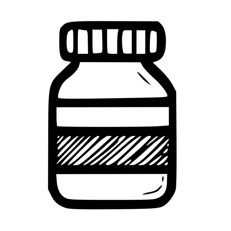 Handdrawn Outline Medicine Bottle With Stripes Illustration Icon Element vector