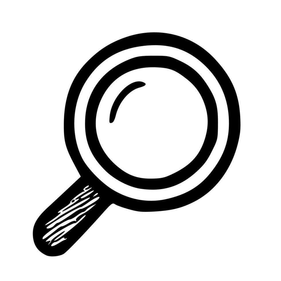 Simple Handdrawn Magnifying Glass Instrument Searching Tool Icon Illustration vector