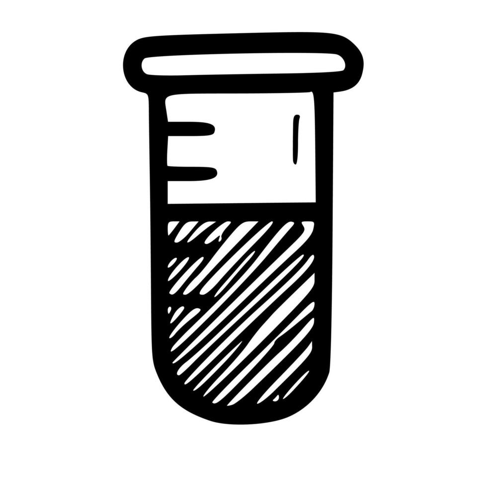 Simple Line Test Tube Sketch Experiment Element Graphic vector
