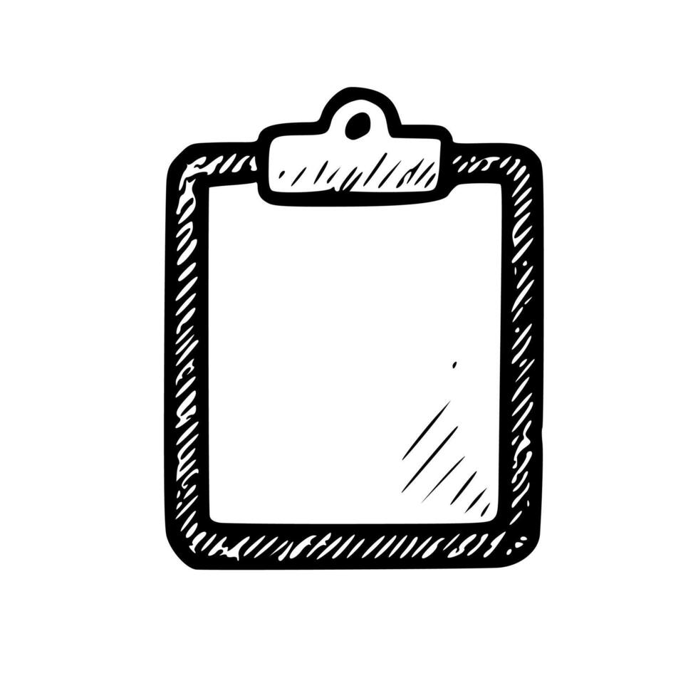 Simple Hand Drawn Sketch Style Clipboard Isolated Blank Paper Sheet vector