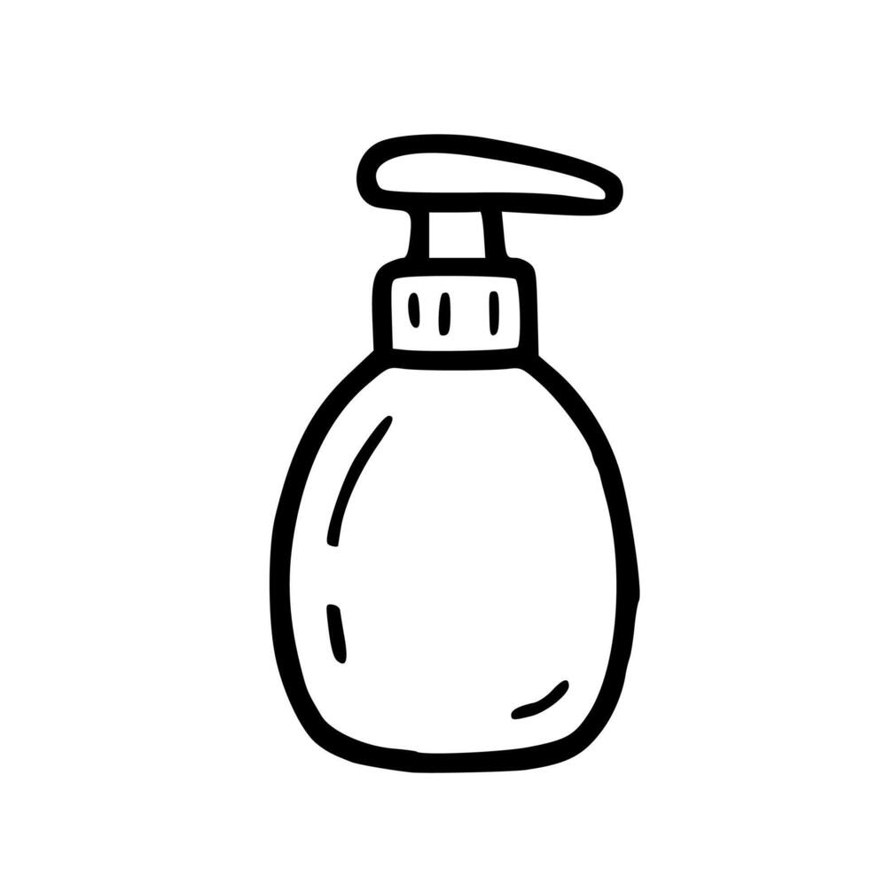 Simple Handdrawn Dispenser Bottle Outline Illustration Icon for Hygiene and Sanitation vector