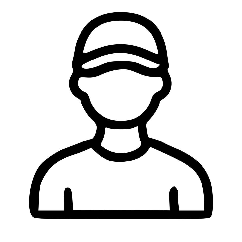 Simple Line Person with Cap Icon Profile Graphic Element vector