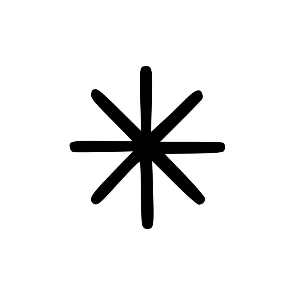 Simple Black and White Floral Starburst Shape Element Design vector