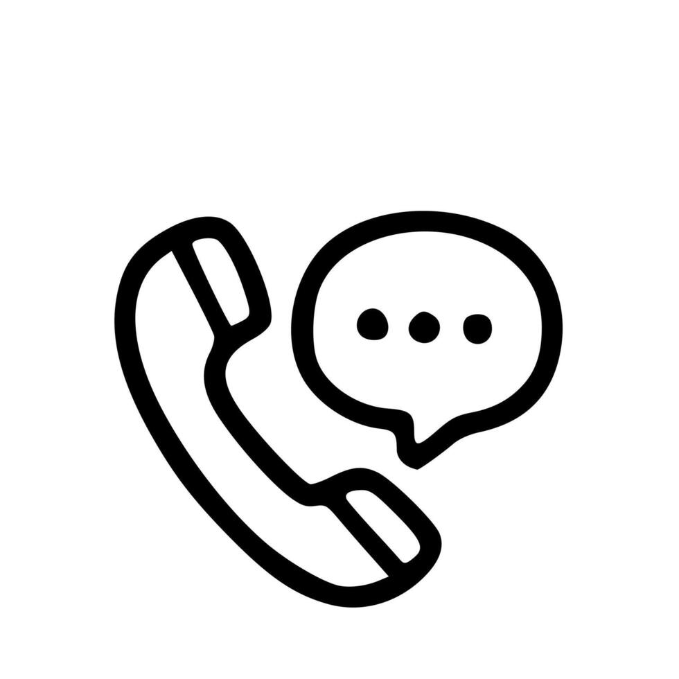 Simple Line Telephone Handset with Speech Bubble Contact Us Icon vector
