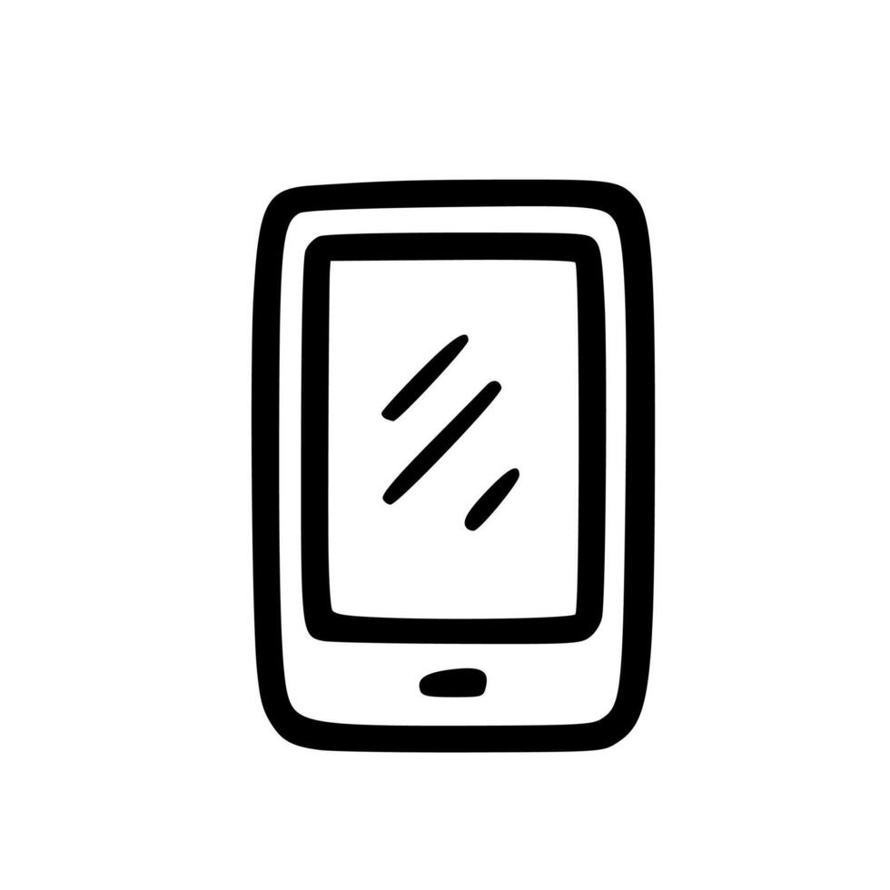 Simple Handdrawn Mobile Phone Device Outline Shape Icon Design vector