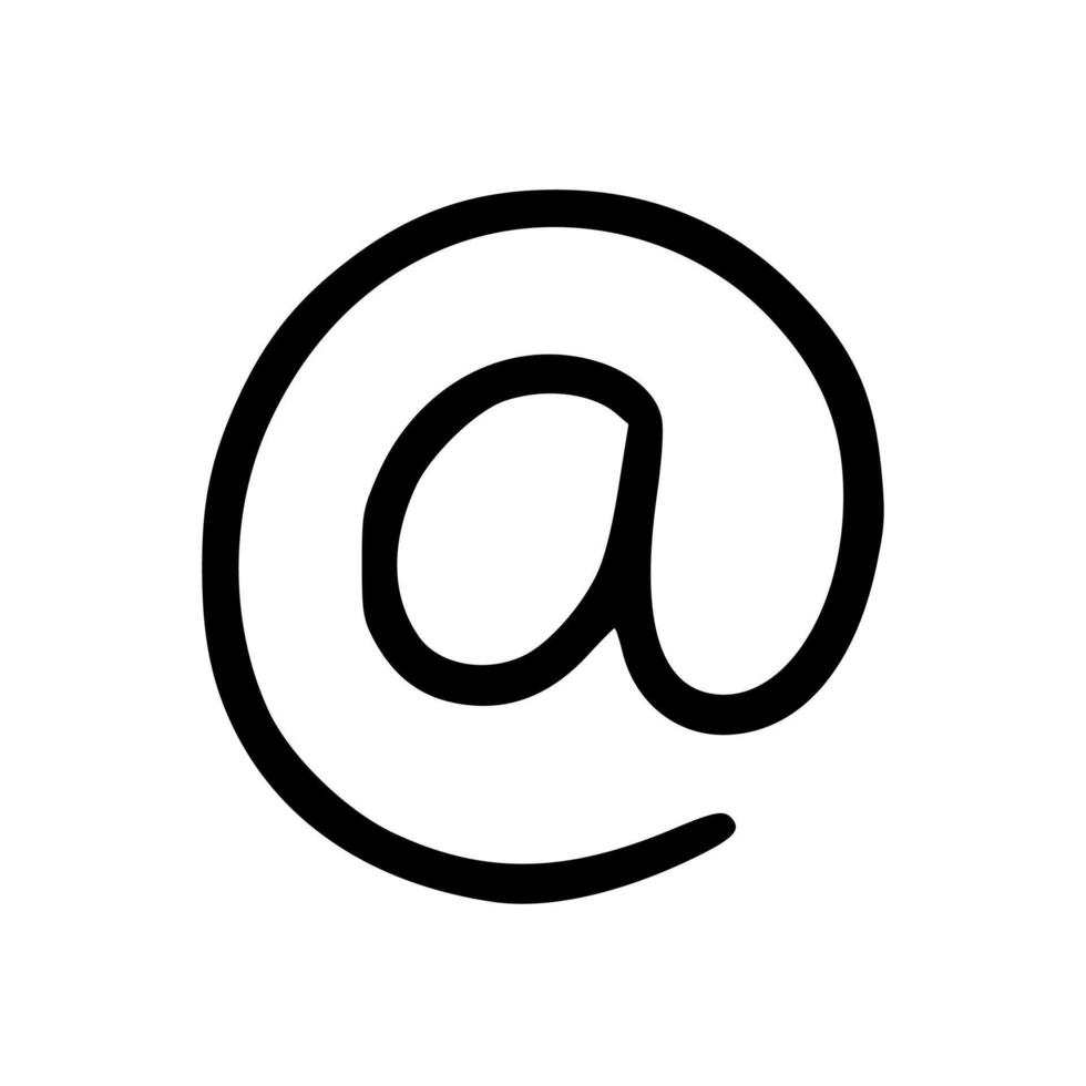 Minimalist Handdrawn At Sign Symbol Artistic Line Art Illustration Design vector