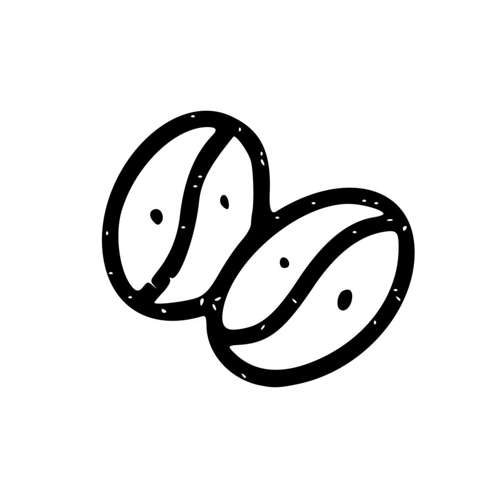 Rough Handdrawn Coffee Bean Duo Sketch Shape Graphic Element vector