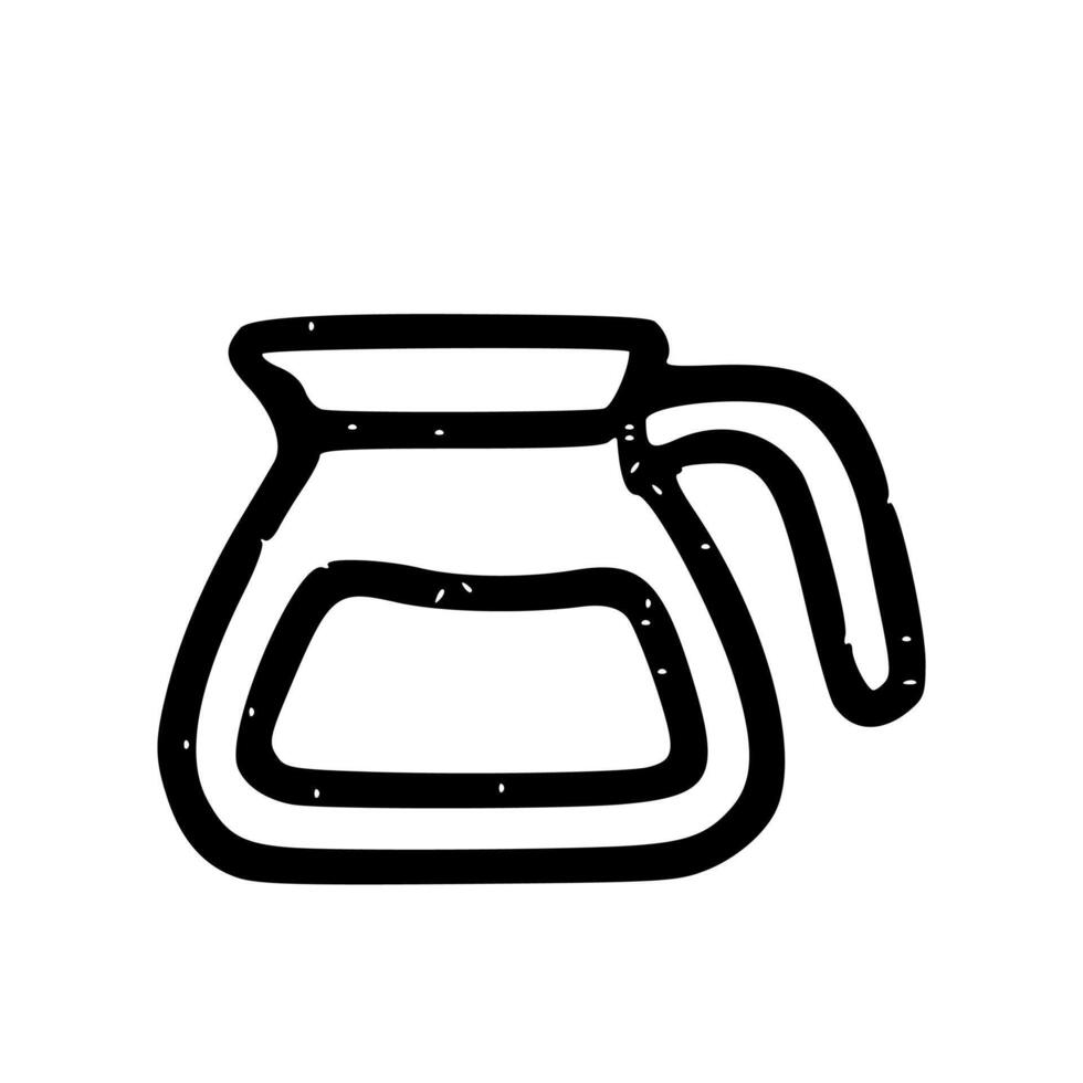 Sketchy Handdrawn Coffee Carafe Outline Simple Black and White Illustration vector