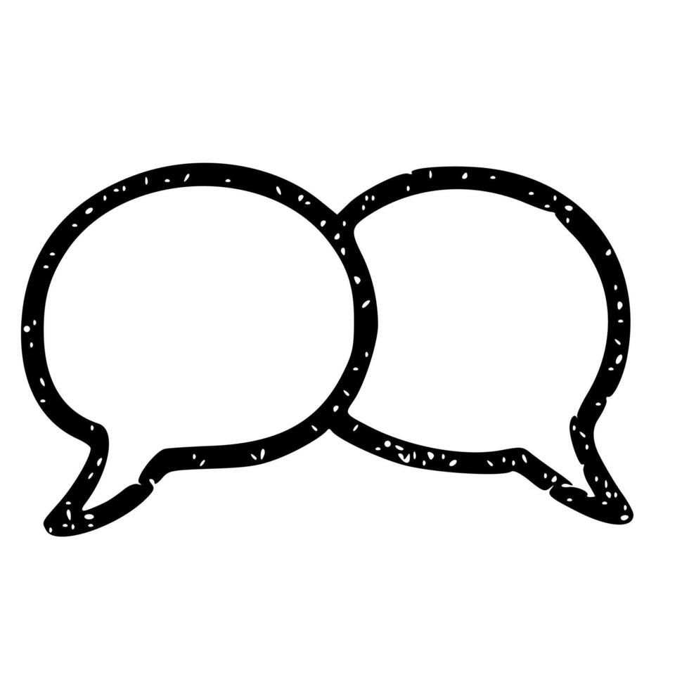Grunge Handdrawn Speech Bubble Communication Sign Shape Graphic Element vector