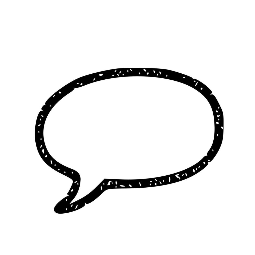 Rough Handdrawn Black and White Speech Bubble Message Communication Element vector
