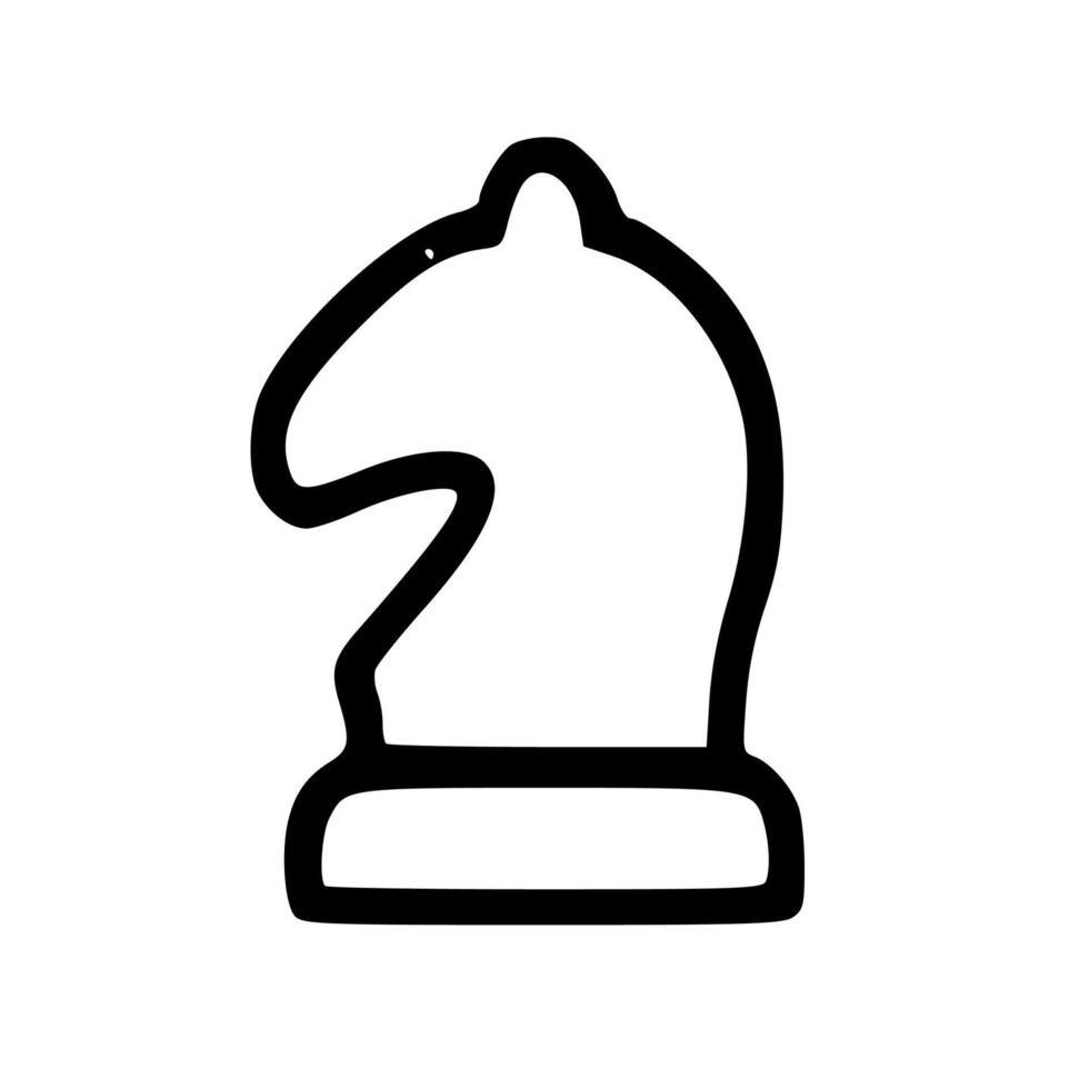 Simple Line Art Chess Knight Piece Game Strategy Icon Graphic vector