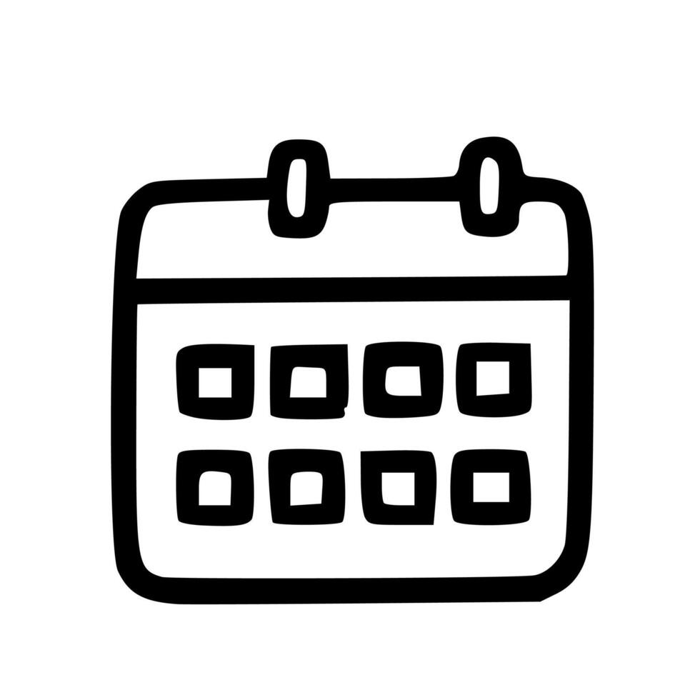 Outline Doodle Calendar Planner Schedule Date Reminder Icon Graphic vector