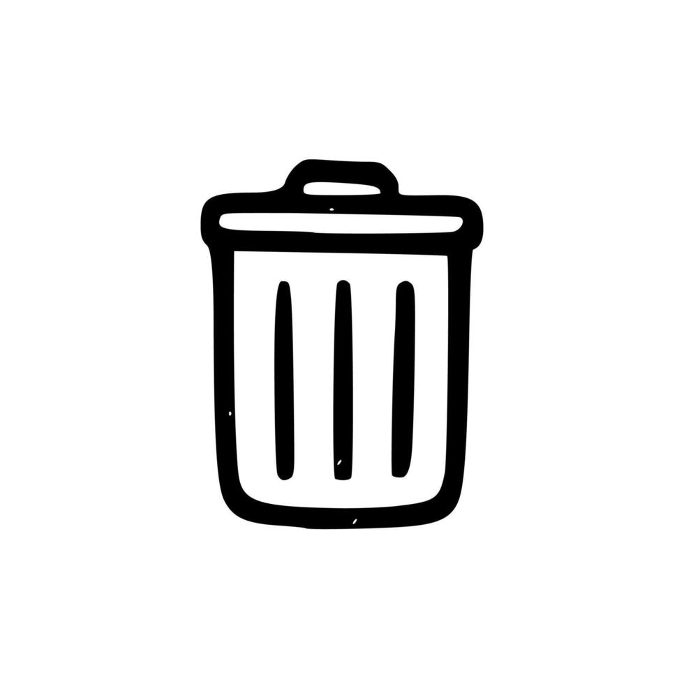 Simple Outline Sketch Trashcan Garbage Container Bin Symbol Icon vector