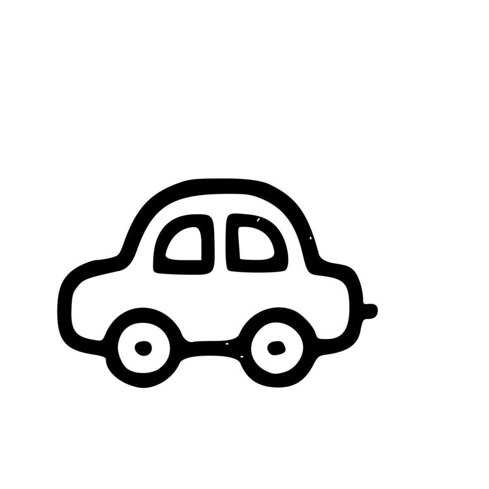 Simple Outline Handdrawn Car Transportation Shape Icon Isolated Element vector