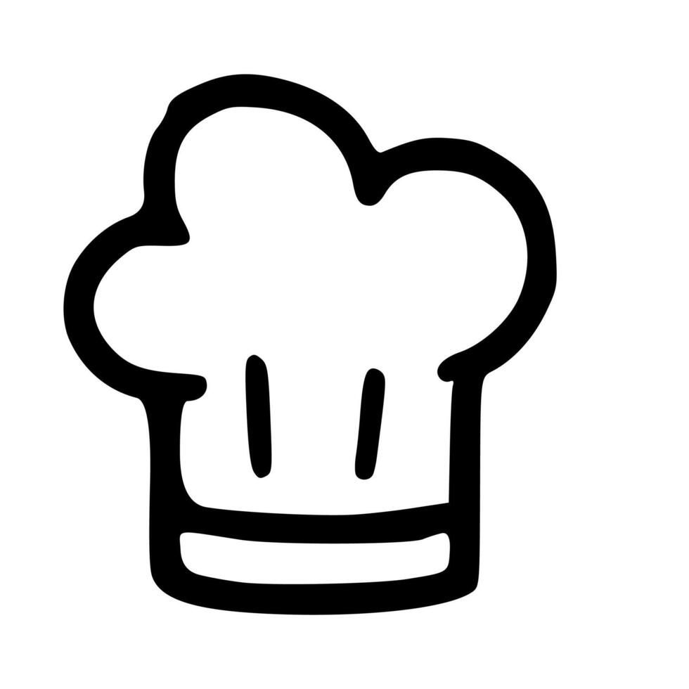 Simple Outlined Handdrawn Chef Hat Outline Illustration Culinary Element vector