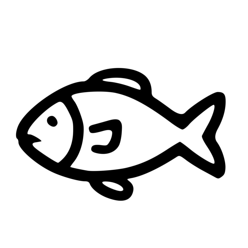 Simple Outline Fish Illustration Animal Sea Life Aquatic Creature Icon vector