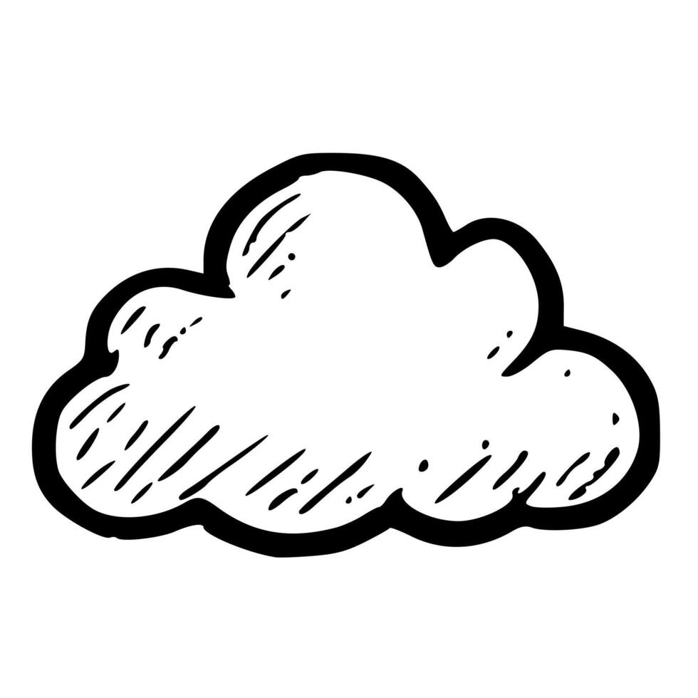 Hand Drawn Black Outline Simple Cloud Shape Weather Icon Graphic vector