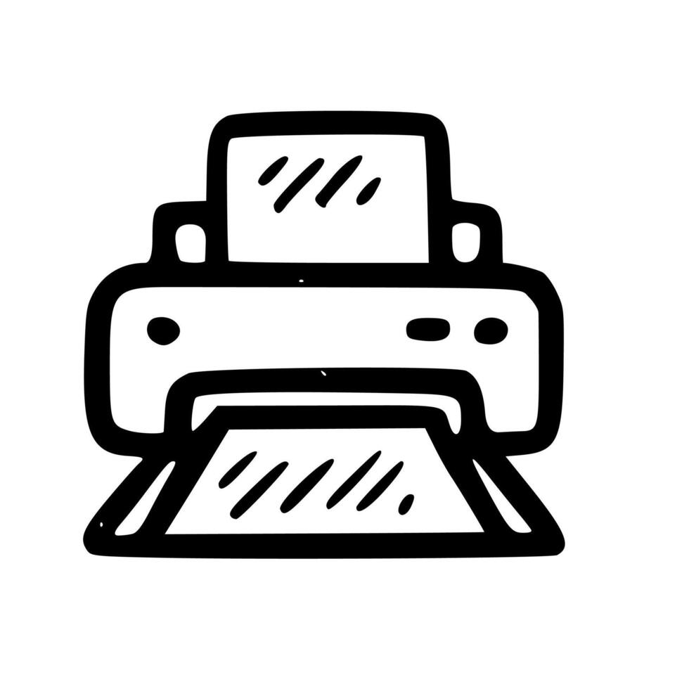 Doodle Handdrawn Office Printer Machine Symbol Mark Icon Element vector