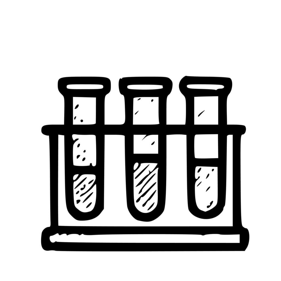 Simple Line Art Test Tube Rack Handdrawn Science Equipment Icon vector