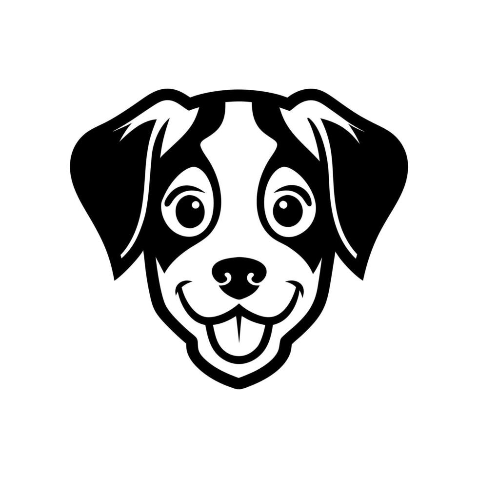 Minimalist Line Art Dog Head with Happy Expression Pet Icon vector
