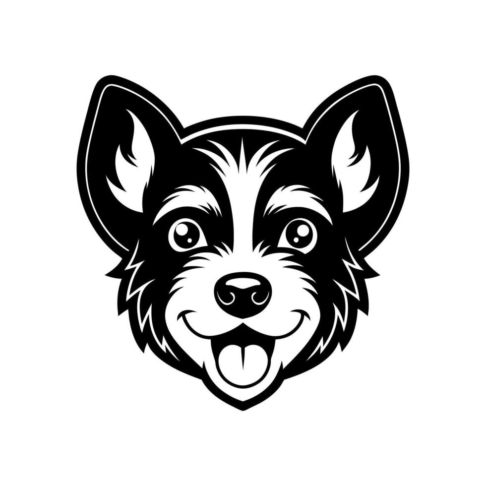 Monochrome Illustration of Smiling Dog Head with Tongue Out Animal Mascot vector