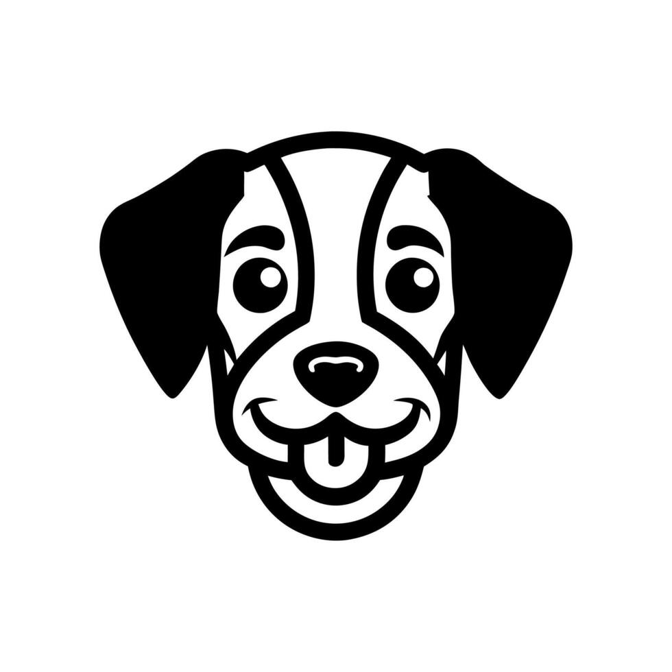 Minimalist Line Art Happy Dog Head with Tongue Out Icon vector