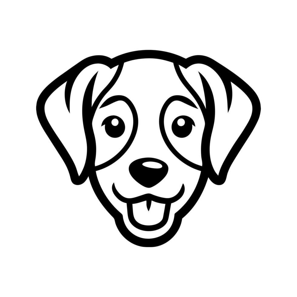 Minimalist Line Art Cute Puppy Head with Tongue Out Illustration vector
