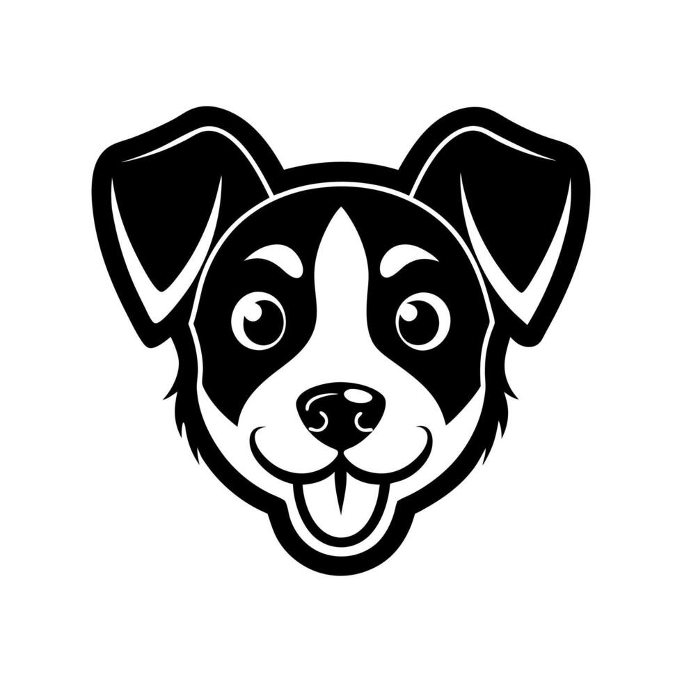 Minimalist Black and White Jack Russell Terrier Dog Face Illustration vector