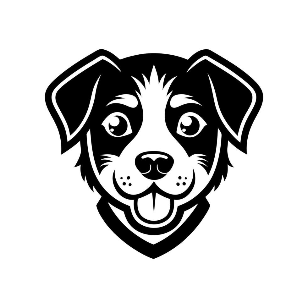 Simple Flat Monochrome Dog Head Illustration with Tongue Icon Element vector