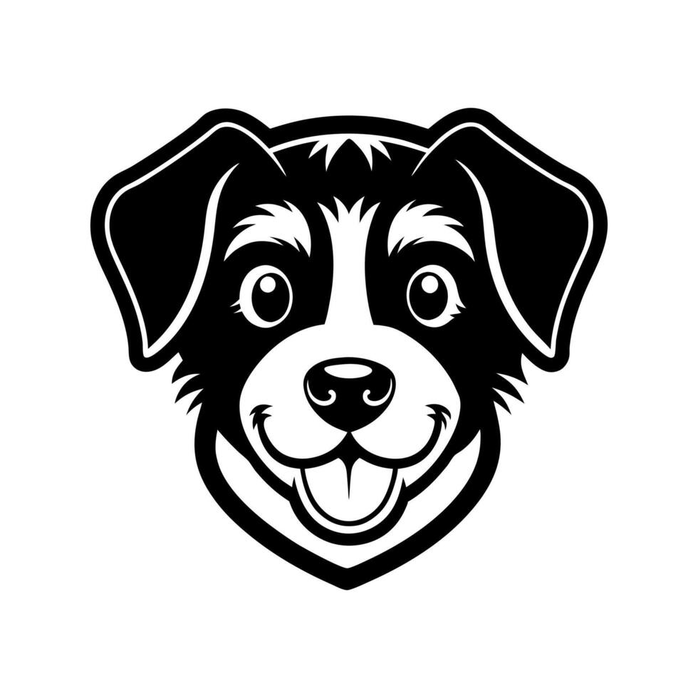 Minimalist Black and White Border Collie Dog Head Graphic Illustration vector