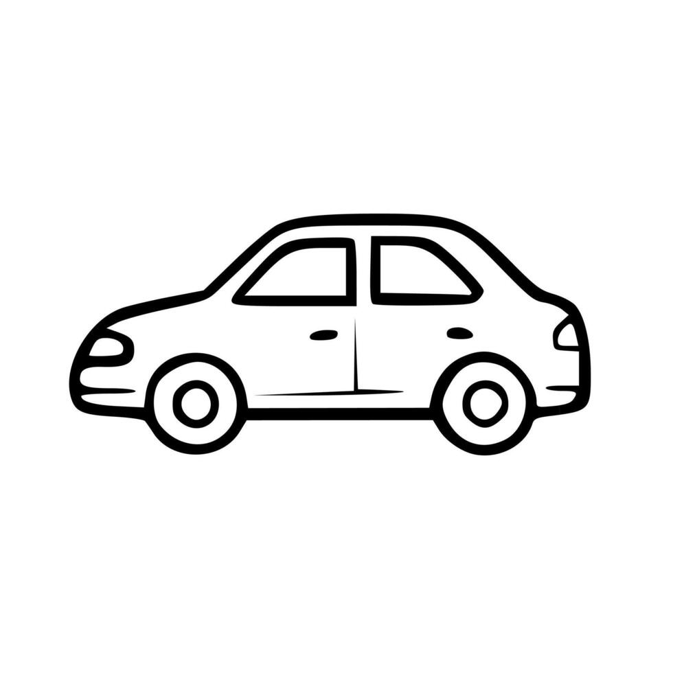 Simple Line Art Car Side View Transportation Outline Illustration vector
